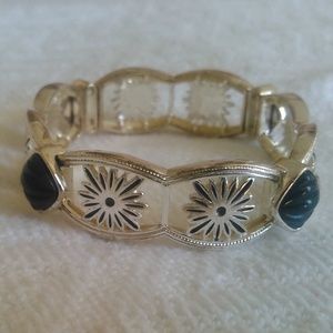 Silver and Blue Stretch Bracelet